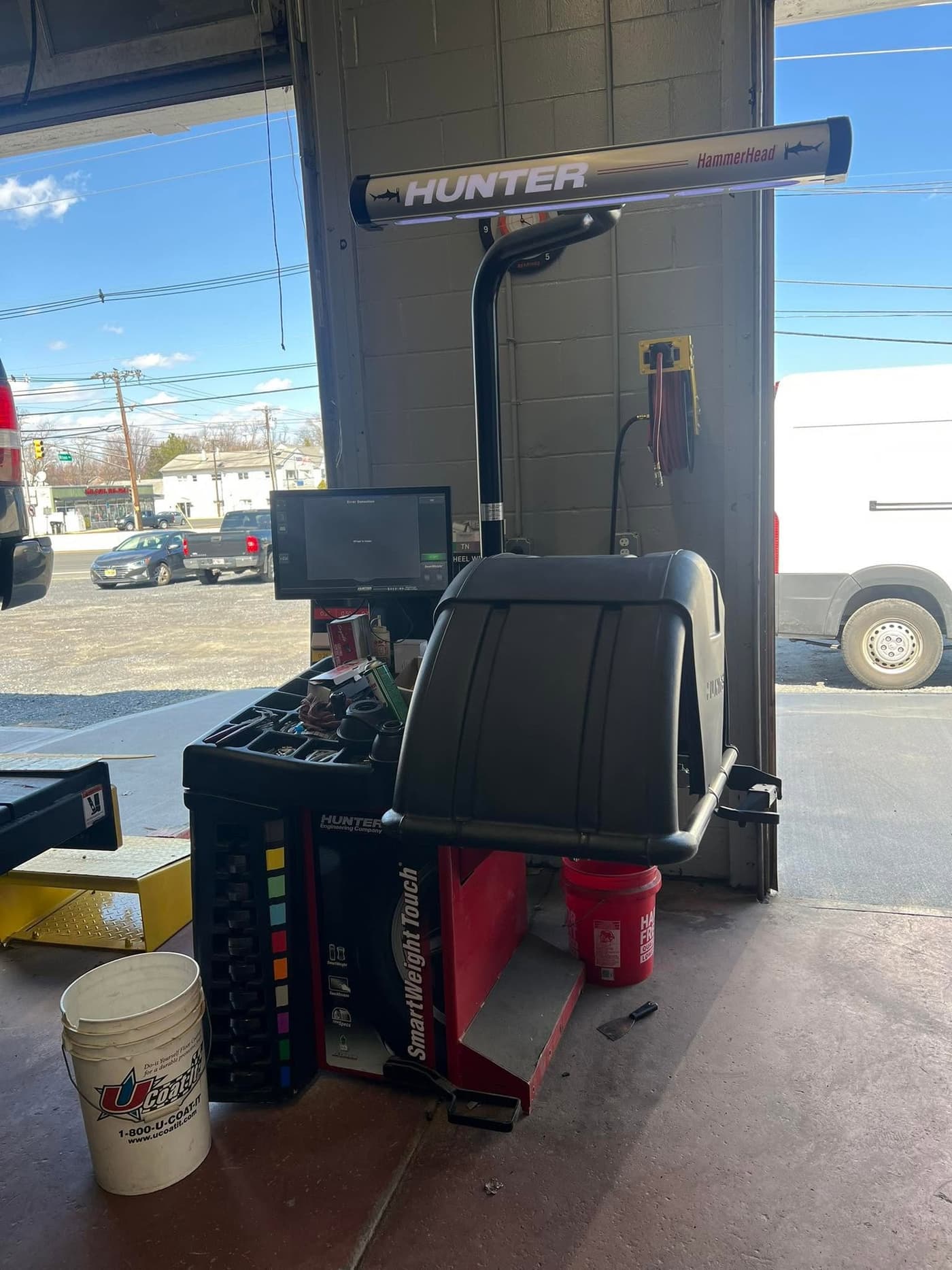 Hunter alignment machine in the open bay